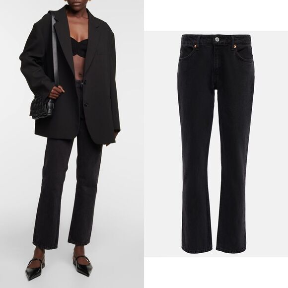 NWT Re/Done 70s Low Rise Straight Leg Jeans Washed Black - Picture 1 of 10
